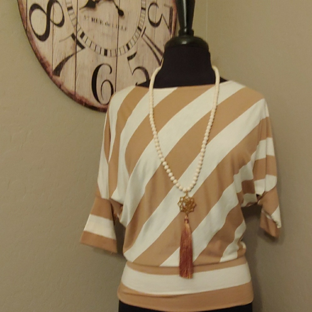 Beautiful tan and white strip shirt